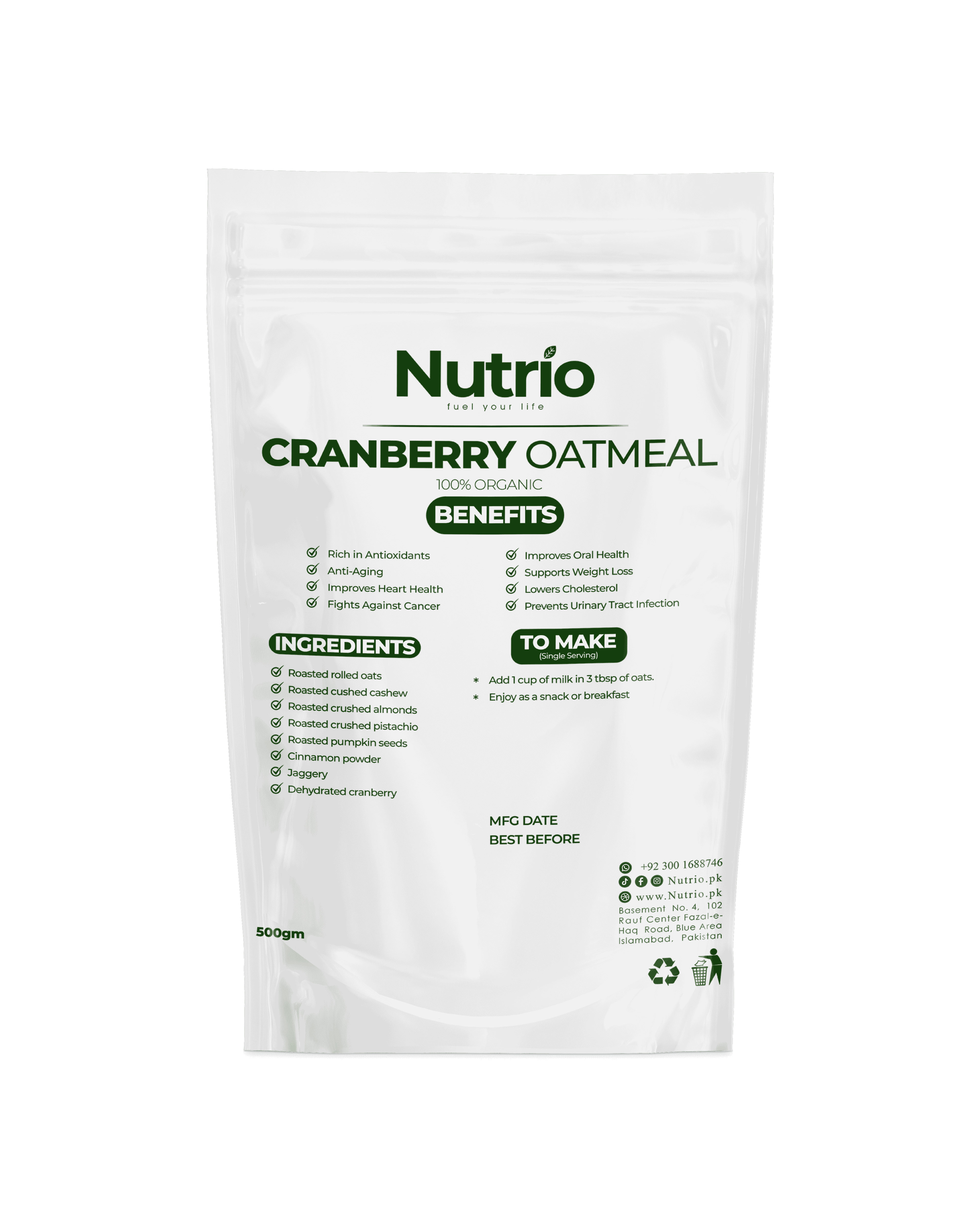 Cranberry Oatmeal - Nutrio