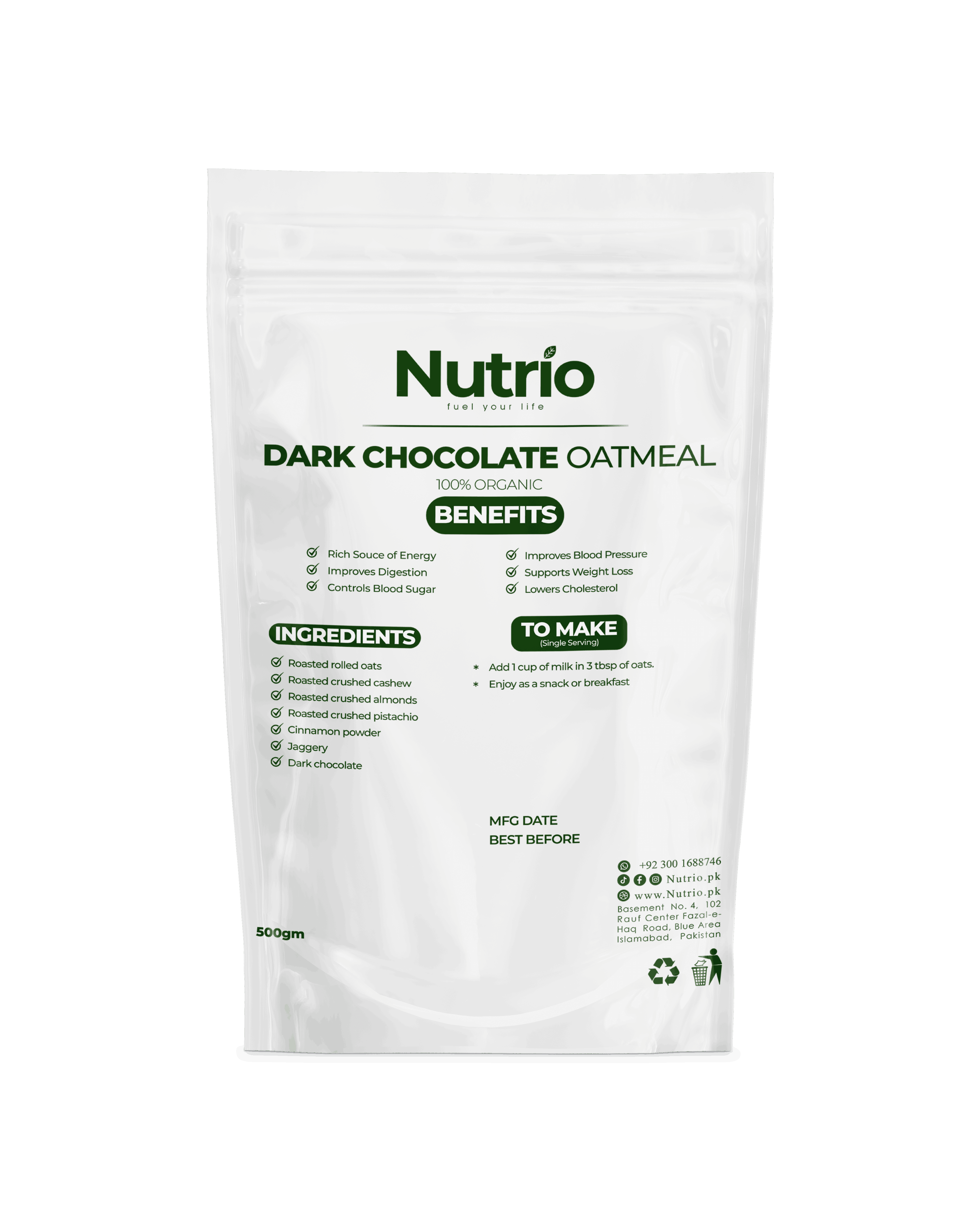 Dark Chocolate Oatmeal - Nutrio